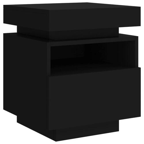 Sengebord med LED-lys 40x39x48,5 cm sort