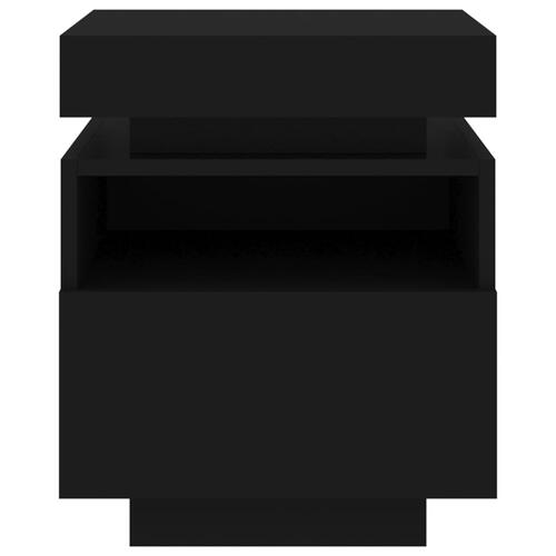 Sengebord med LED-lys 40x39x48,5 cm sort