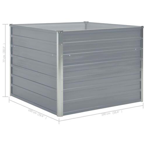 Hævet havekasse 100 x 100 x 77 galvaniseret stål gråt