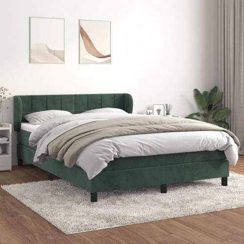 Kontinentalseng med madras 140×190 cm - fløjl, mørkegrøn