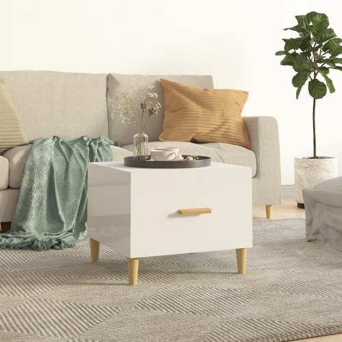 Sofabord 50×50×40 cm - hvid højglans, konstrueret træ