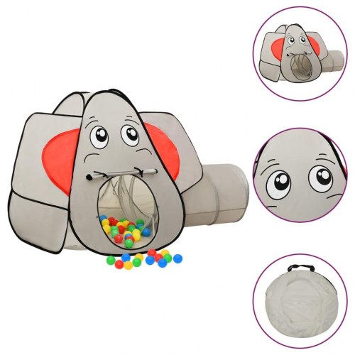 Legetelt til børn med tunnel - elefant, grå 174×86×101 cm