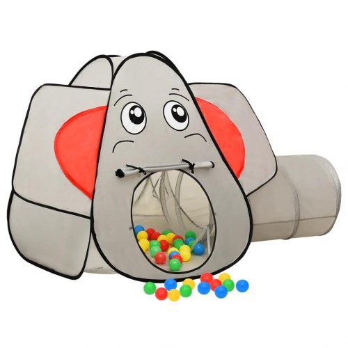 Legetelt til børn med tunnel - elefant, grå 174×86×101 cm