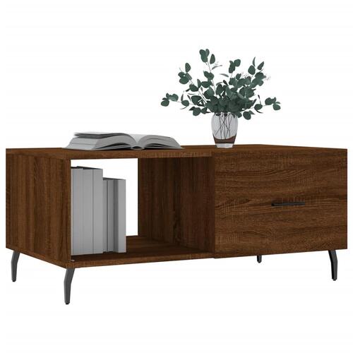 Sofabord 90x50x40 cm konstrueret træ brun egetræsfarve