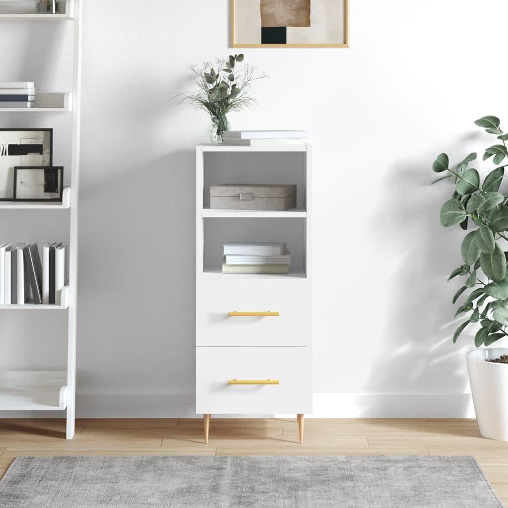 Skænk 34,5×34×90 cm i hvid højglans - konstrueret træ