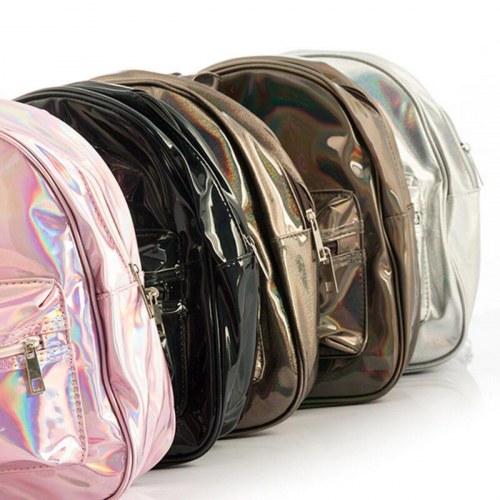 Rygsæk i metallic look - holografisk mini-rygsæk