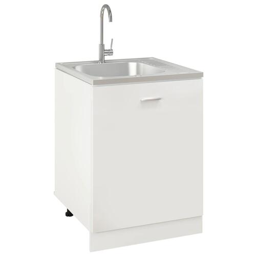 Køkkenvask med afløbssæt 600x600x155 mm rustfrit stål sølv