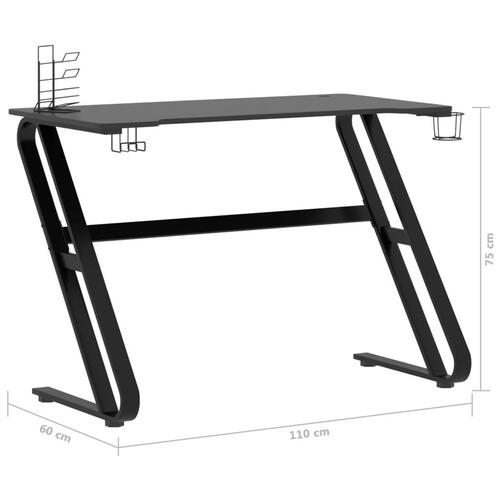 Gamerbord med ZZ-formede ben 110x60x75 cm sort