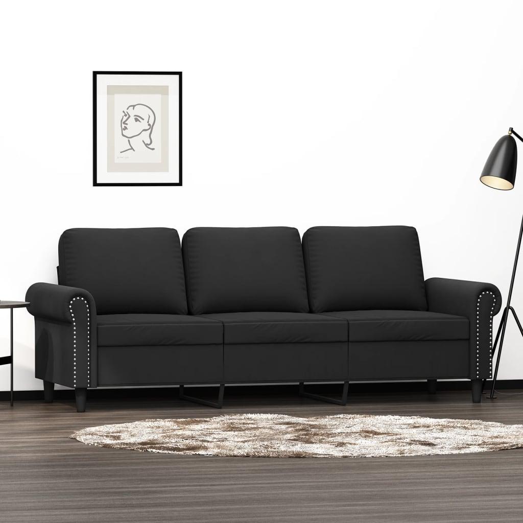3-Personers Sofa Fløjl - 180 cm / Sort