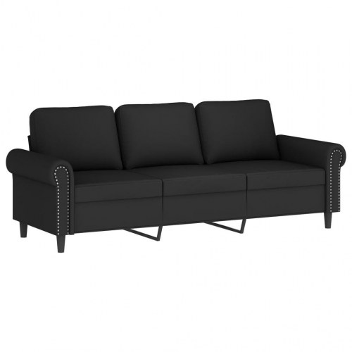 3-personers sofa i velour - sort, sædebredde 180 cm