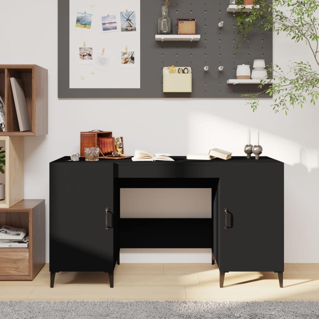 Skrivebord 140x50x75 Cm Konstrueret Træ Sort