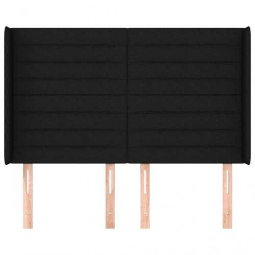 Sengegavl med kanter i stof 147 x 16 x 118/128 cm - sort
