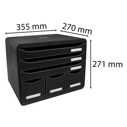 Exacompta skuffekabinet med 6 skuffer Maxi blank sort