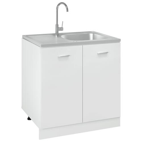 Køkkenvask med afløbssæt 800x600x155 mm rustfrit stål sølv