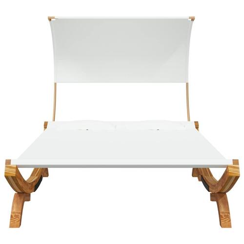 Loungeseng med baldakin 165x203x126 cm bøjet træ cremefarvet