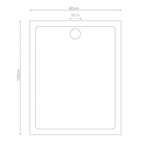 Rektangulært ABS brusekar 80 x 100 cm