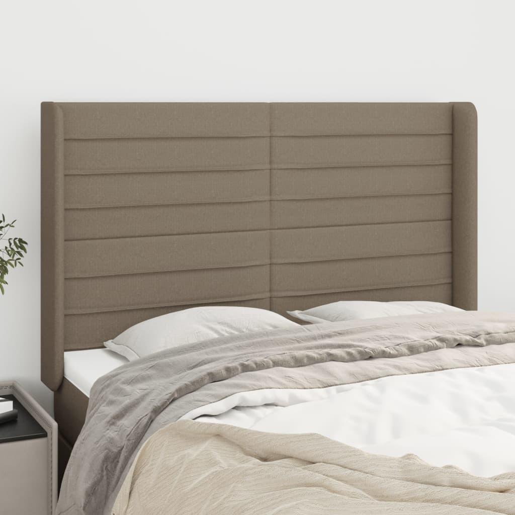 Sengegavl Med Kanter 83X16X78/128 Cm Stof - Gråbrun / 147 x 16 x 118/128 cm