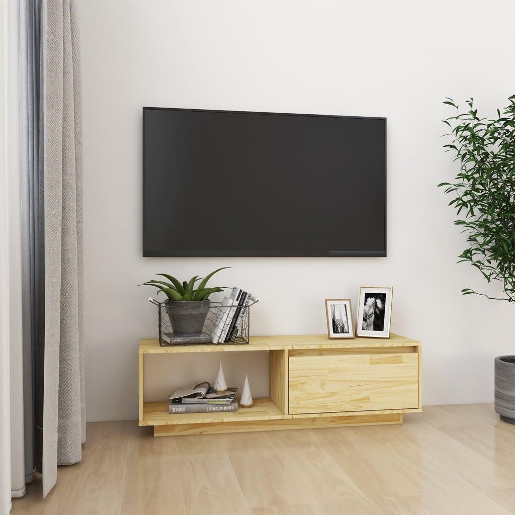 Tv-Bord 110X30X33,5 Cm Massivt Fyrretræ - Naturfarvet