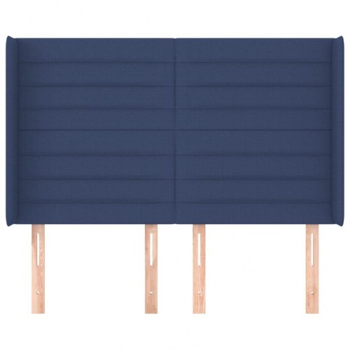 Sengegavl med kanter 147 x 16 x 118/128 cm - blå