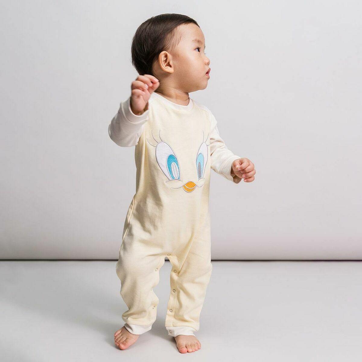 Baby sparkedragt langærmet Looney Tunes - gul/grå - 18 mdr