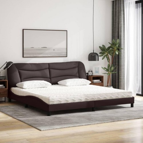 Seng med madras Hvar 200x200 cm - stof, mørkebrun