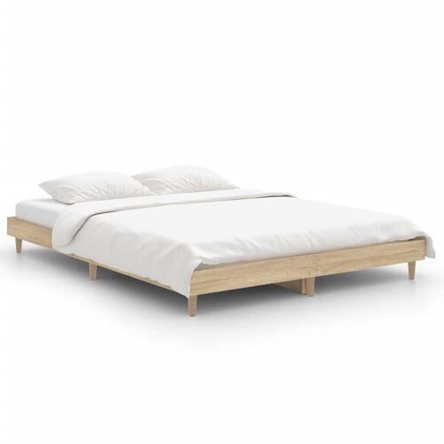 Sengestel 135x190 cm konstrueret træ sonoma-eg