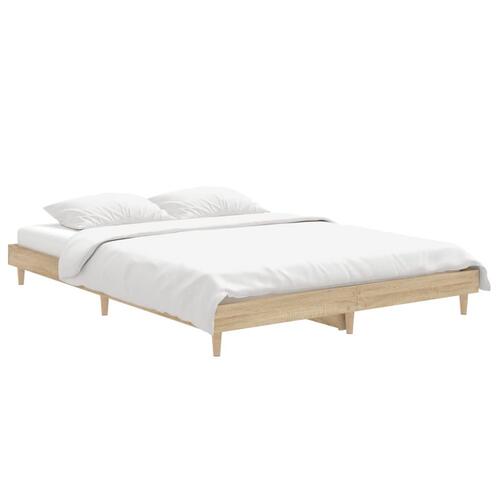 Sengestel 135x190 cm konstrueret træ sonoma-eg