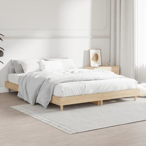 Sengestel 135x190 cm konstrueret træ sonoma-eg