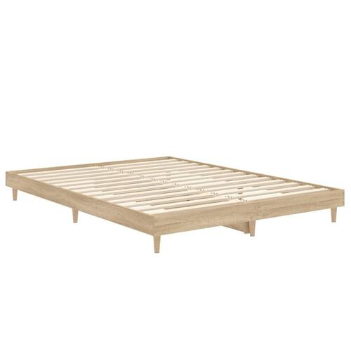 Sengestel 135x190 cm konstrueret træ sonoma-eg