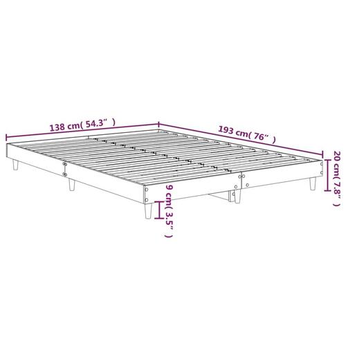 Sengestel 135x190 cm konstrueret træ sonoma-eg
