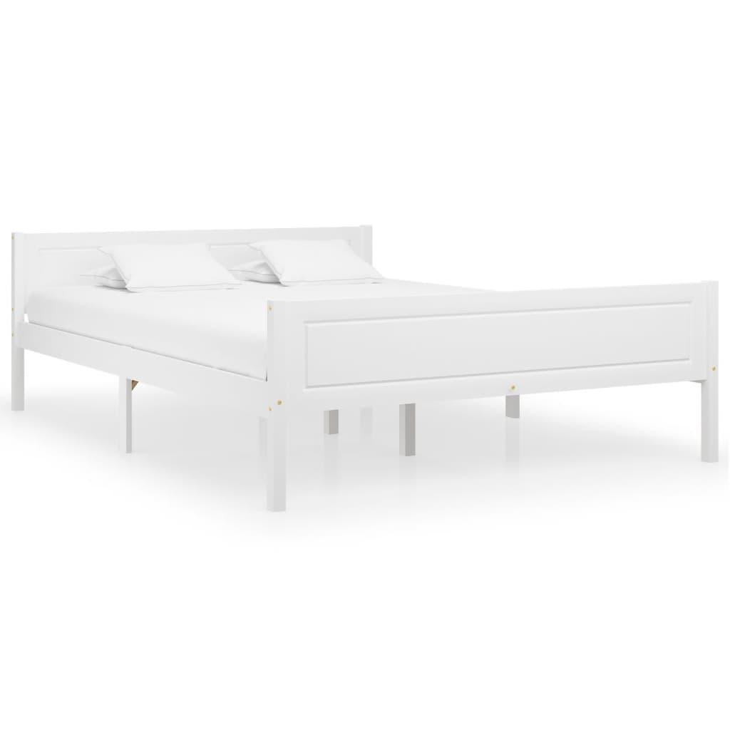 Sengestel 120x200 cm massivt fyrretræ hvid
