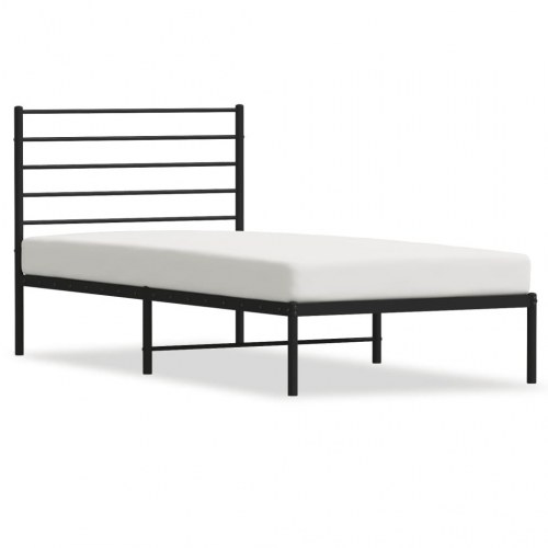 Sengeramme med sengegavl 100×190 cm - metal, sort