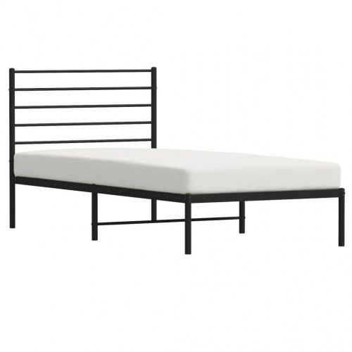 Sengeramme med sengegavl 100×190 cm - metal, sort