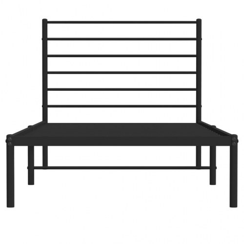 Sengeramme med sengegavl 100×190 cm - metal, sort