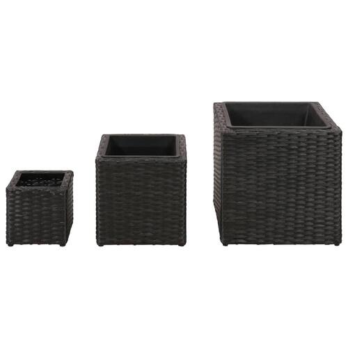 Plantekasser 3 stk. polyrattan sort