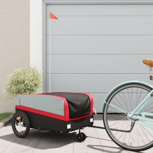 Cykelanhænger 45 kg - jern, sort/rød