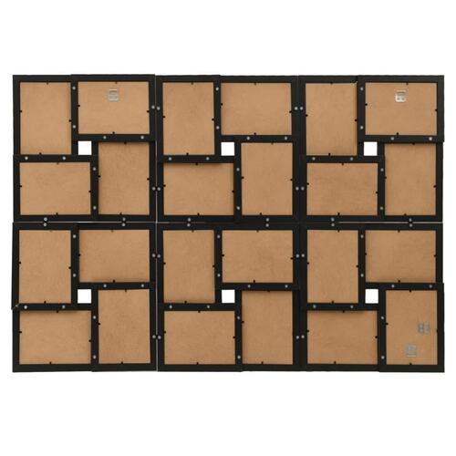 Collagebilledramme til væg 24x(10x15 cm) MDF sort