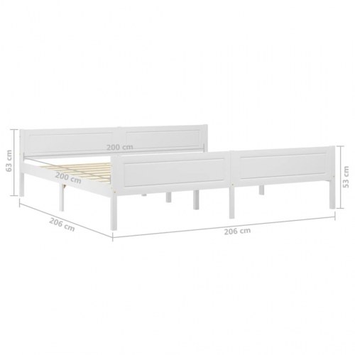 Sengeramme i massivt fyrretræ 200x200 cm - hvid