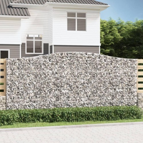 Buet gabionkurv 400 × 50 × 180/200 cm - galvaniseret jern
