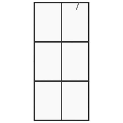 Brusevæg 80x195 cm klart sikkerhedsglas sort