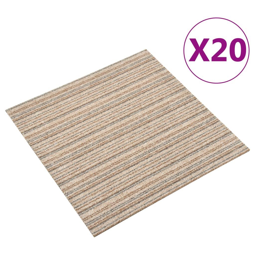 Tæppefliser 20 stk. 5 m² 50x50 cm stribet beige