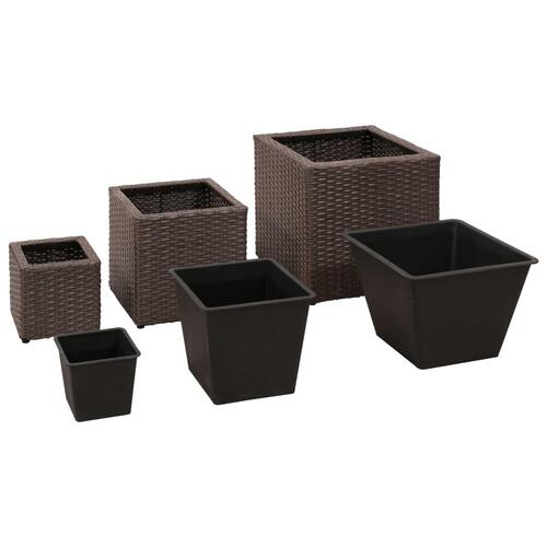Plantekrukker 3 stk. polyrattan brun