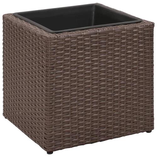 Plantekrukker 3 stk. polyrattan brun