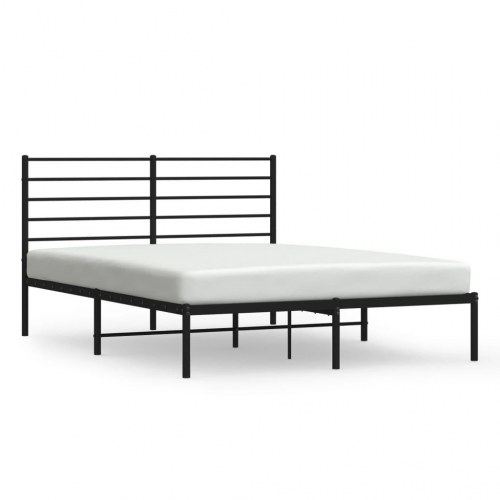 Sengeramme med sengegavl i metal - 120 x 190 cm, sort