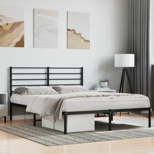 Sengeramme med sengegavl i metal - 120 x 190 cm, sort