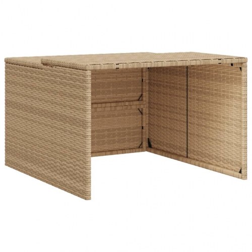 Garage til robotplæneklipper i polyrattan - 86 × 90 × 52/57 cm, beige