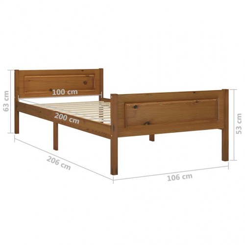 Sengestel i massivt fyrretræ 100x200 cm - gyldenbrun