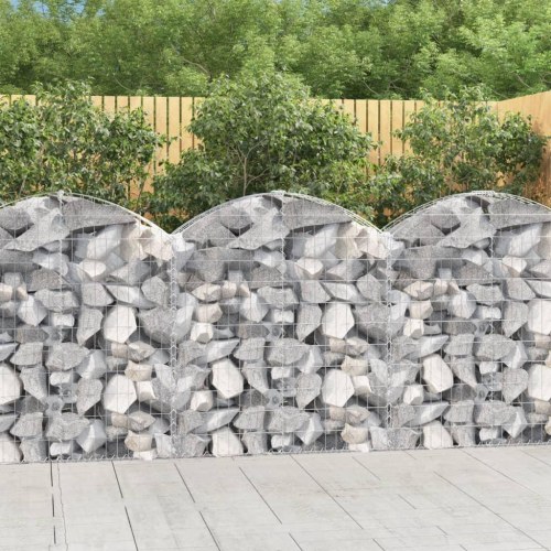 Buet gabionkurv 100 x 30 x 100/120 cm - sølvfarvet