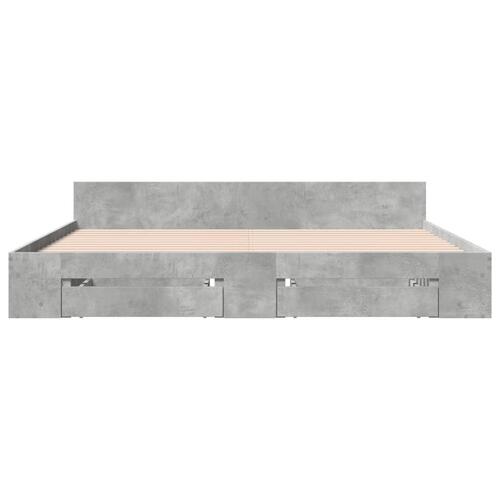 Sengeramme med skuffer 180x200 cm konstrueret træ betongrå
