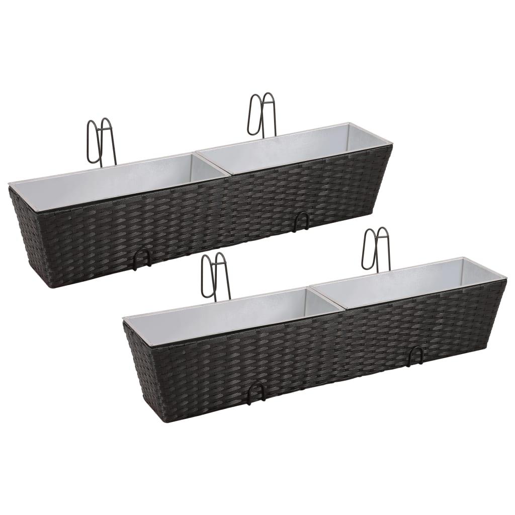 Plantekasse til altan 2 stk. 80 cm sort